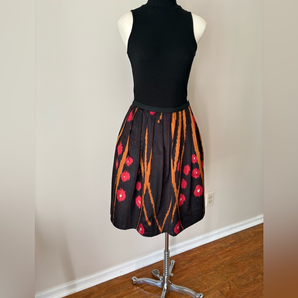OSCAR DE LA RENTA Dark Brown Ikat Skirt